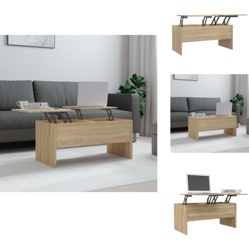 Vidaxl - Table basse chêne sonoma 102x50,5x46,5 cm bois d'ingénierie - Table Basse - Meuble Salon - Table D'appoint - Table En Bois - Design Moderne