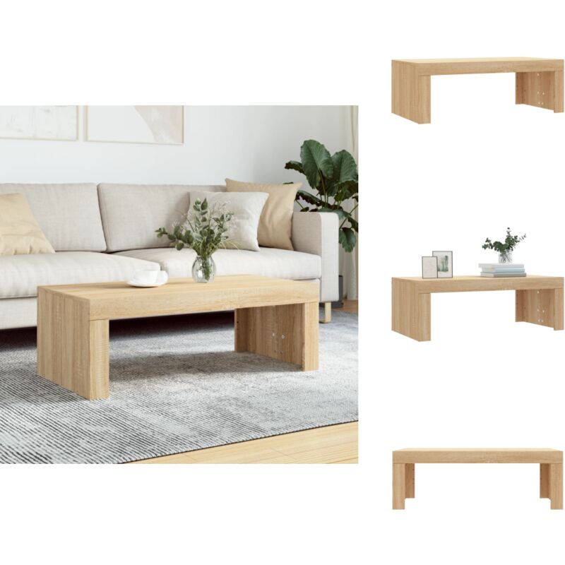 Table basse chêne sonoma 102x50x36 cm bois d'ingénierie - Table Basse - Meuble Salon - Table D'appoint - Table Ronde - Design Moderne
