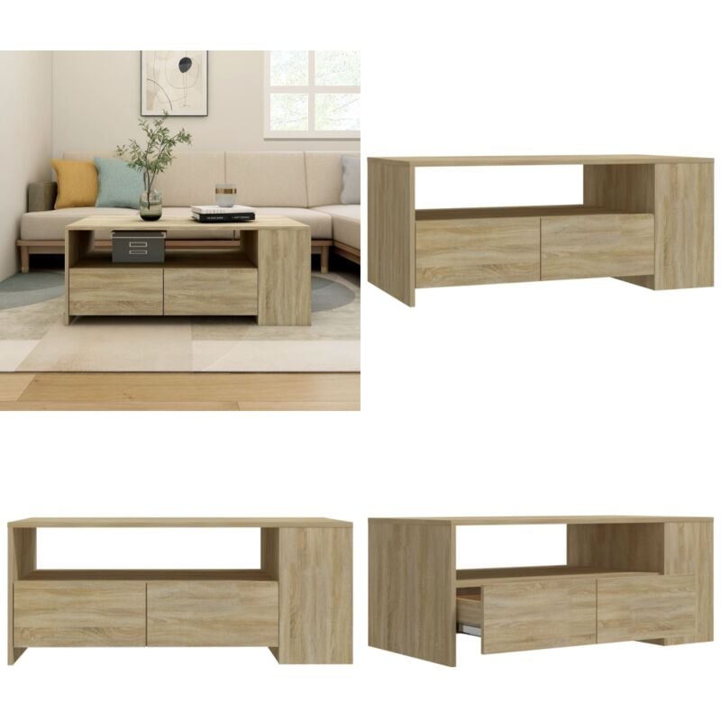 Vidaxl - Table basse chêne sonoma 102x55x42 cm bois d'ingénierie - Table Basse - Meuble Salon - Table D'appoint - Table Design - Table Chêne Sonoma
