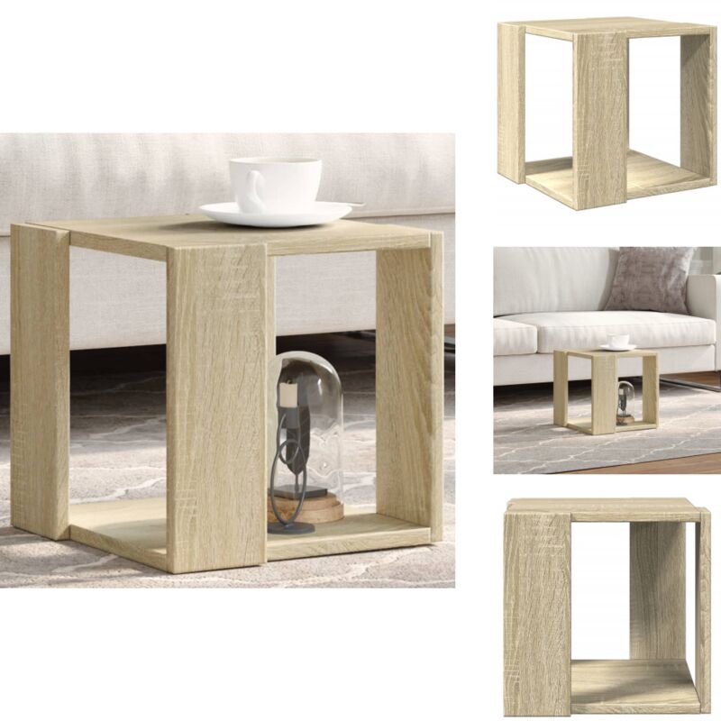 Table basse chêne sonoma 32x32x30 cm bois d'ingénierie - Table Basse - Meuble Salon - Table D'appoint - Bout De Canapé - Table Ronde