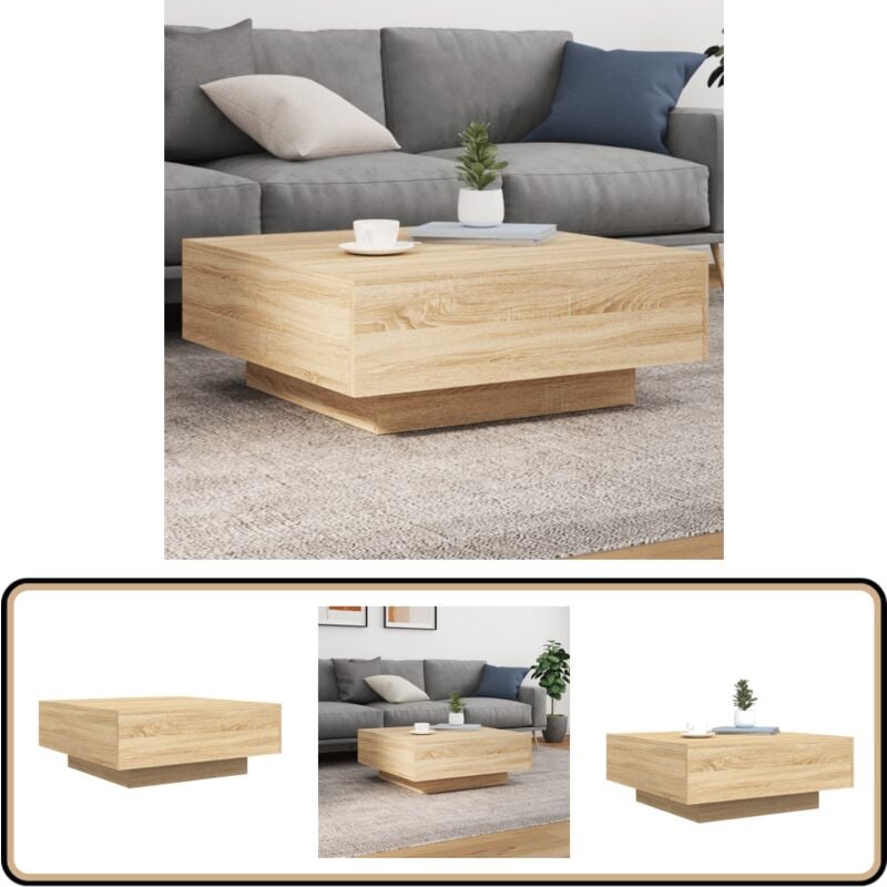 Table basse chêne sonoma 80x80x31 cm bois d'ingénierie - Table Basse - Meuble Salon - Table D'appoint - Table Design - Table En Bois