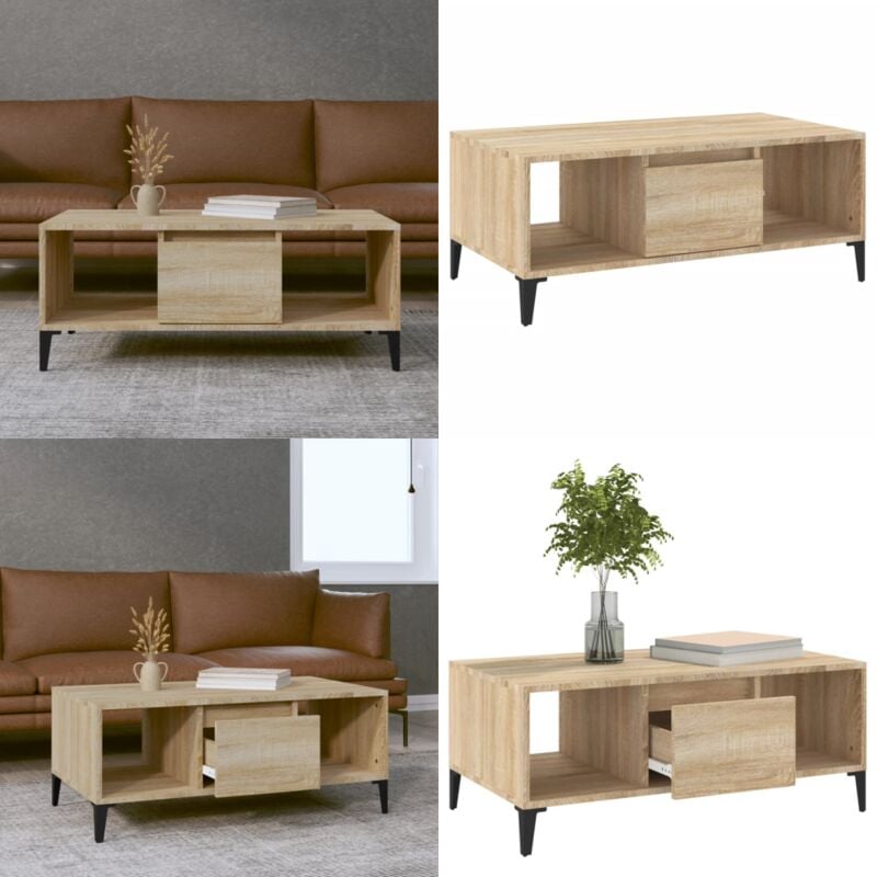 Vidaxl - Table basse Chêne sonoma 90x50x36,5 cm Bois d'ingénierie - Table Basse Industrielle - Meuble Rangement - Table D'appoint Design - Table