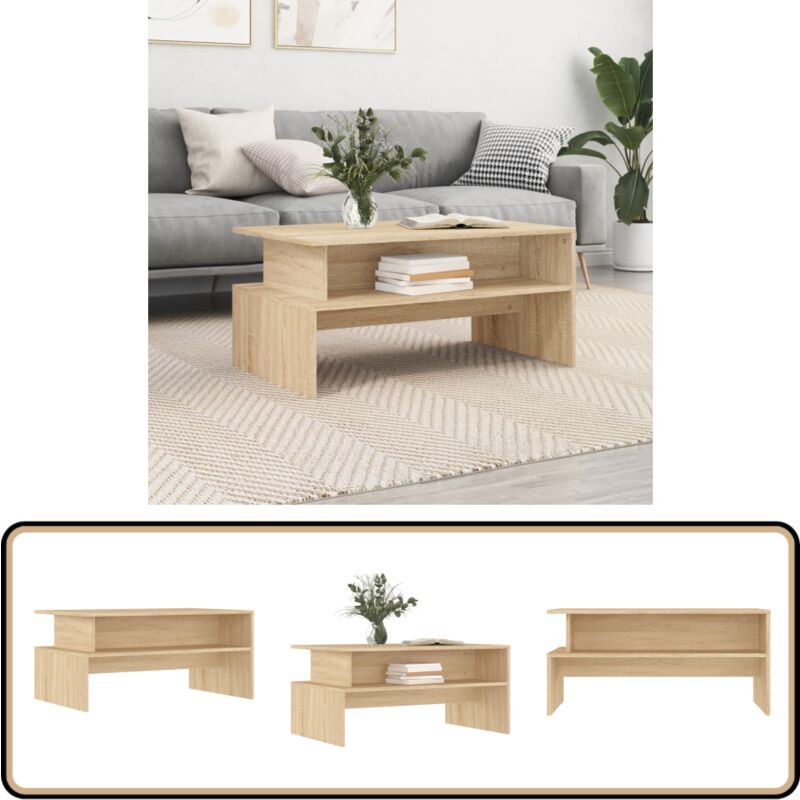 Table basse chêne sonoma 90x55x42,5 cm bois d'ingénierie - Table Basse - Meuble Salon - Table D'appoint - Table En Bois - Design Moderne