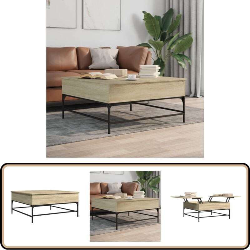 Vidaxl - Table basse chêne sonoma 95x95x45 cm bois d'ingénierie et métal - Table Basse - Meuble Salon - Table D'appoint - Table Canapé - Design