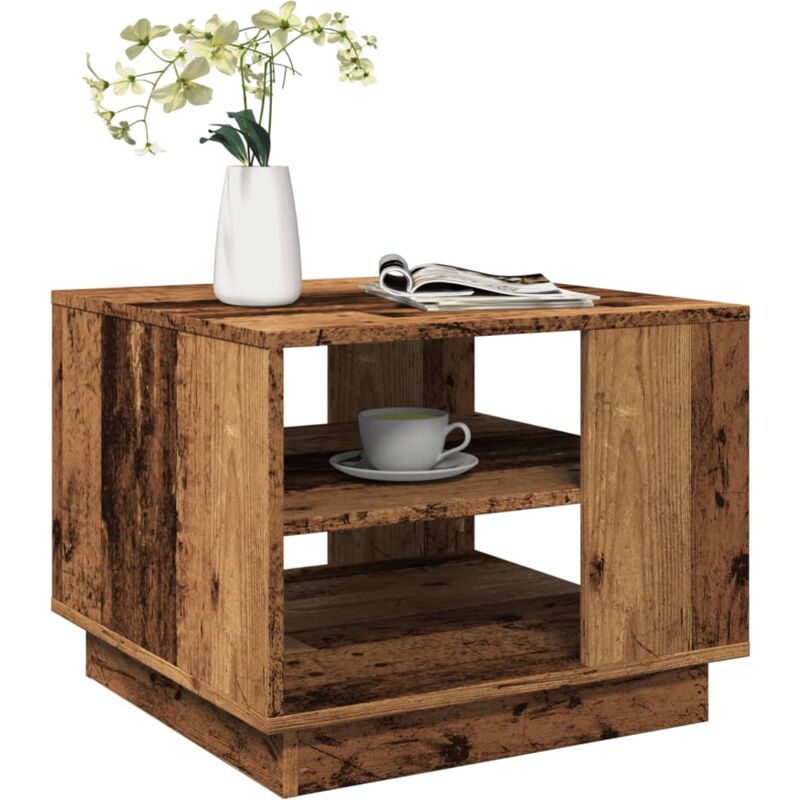 vidaXL Table basse vieux bois 55x55x42 cm bois d'ingénierie