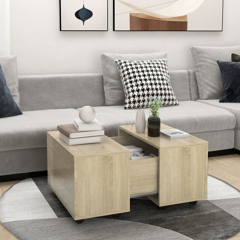 Table basse Chene sonoma 60x60x38 cm Agglomere