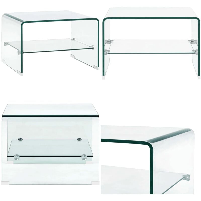 Vidaxl - Table basse Clair 50x45x33 cm Verre trempé - Table Basse Design Moderne - Table Basse Transparente - Table Basse Verre Trempé - Meuble Salle