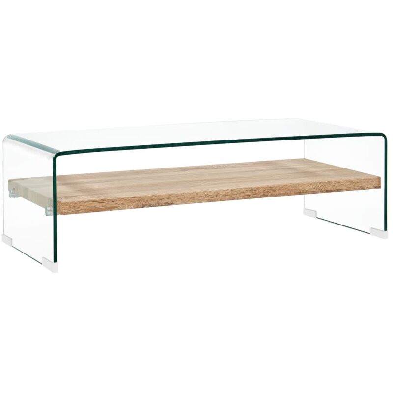 Vidaxl table basse clair 98 x 45 x 31 cm verre tremp&eacute; 284743