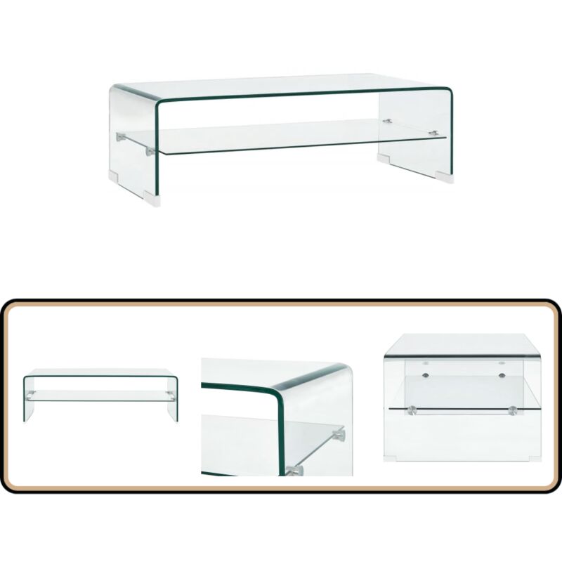 Vidaxl - Table basse Clair 98x45x31 cm Verre trempé - Table Basse Design Moderne - Table Basse Transparente - Table Basse Verre Trempé - Meuble Salle