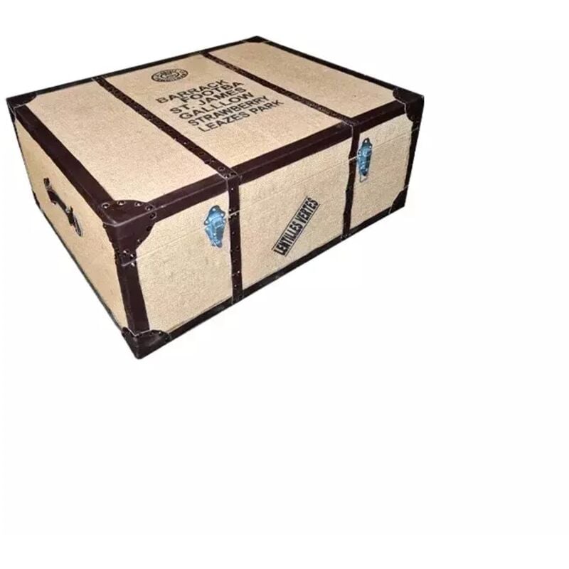 Meubletmoi - Malle de rangement table basse imprimée vintage style voyage - visa