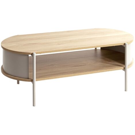 Table basse coloris Chêne/gris - Longueur 100 x Hauteur 37 x Profondeur 54 cm