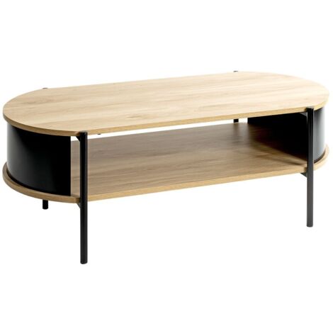 Table basse coloris Chêne/Noir- Longueur 100 x Hauteur 37 x Profondeur 54 cm