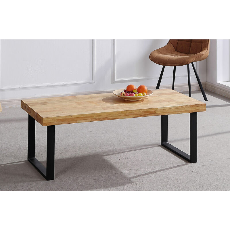 Table basse coloris noir / chêne nordique, Longueur 120 x largeur 60 x hauteur 43,50 cm -PEGANE-