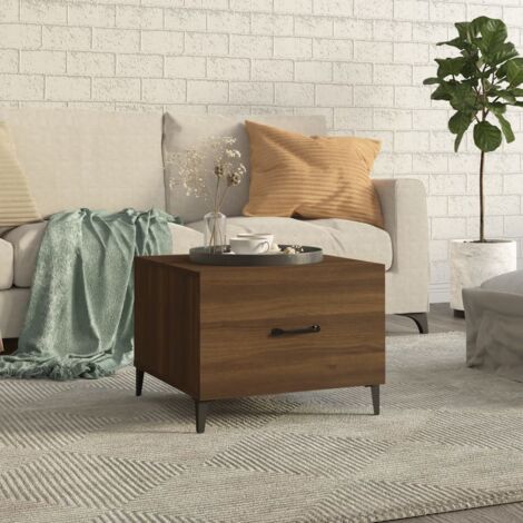 Table basse Contemporain - Bout de canapé Table Café - avec pieds en métal Chêne marron 50x50x40 cm Chic-122951