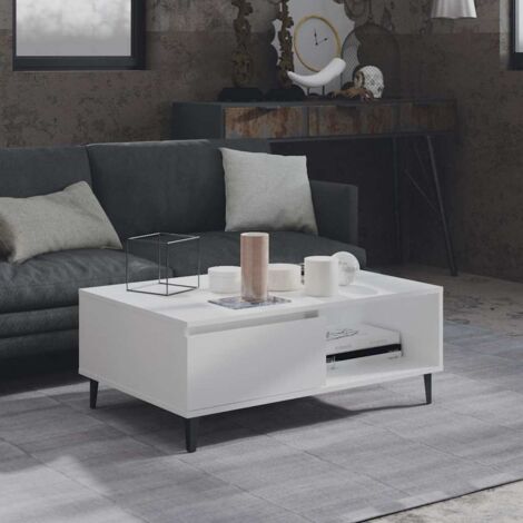 Table basse Contemporain - Bout de canapé Table Café - Blanc 90x60x35 cm Aggloméré Chic-776035