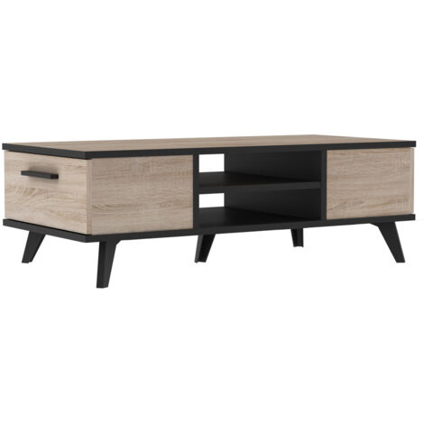 Table basse contemporaine chêne brossé/noir James