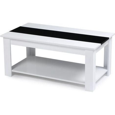 Table basse contemporaine GEORGIA bois blanc et noir - Noir