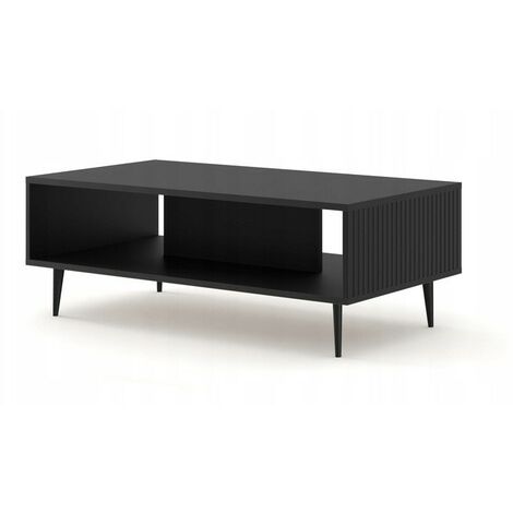Table basse couleur chêne artisan 90x60x45 RAVI B FILET Pied Cadré noir