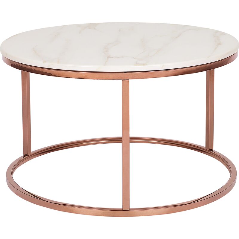 Table basse cuivrée avec effet marbre rose CORAL
