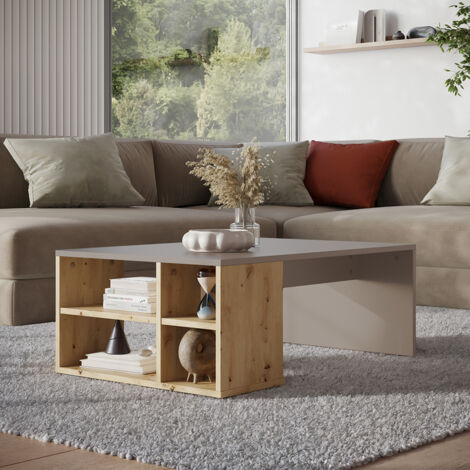 Table basse Danny, Cachemire, 90x60cm avec des étagères, Vicco