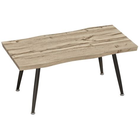 Table basse d’appoint avec pieds en acier,table de salon de 4 cm d’épaisseur 100 x 50 x 45 cm Chêne+Noir