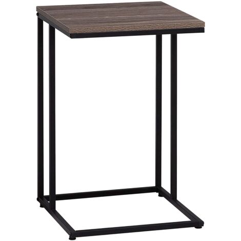 Table Basse d'Appoint Carré avec Plateau Bois Foncé et Structure en Métal Noir Solution Déco pour Salon ou Chambre Urbain et Industrielle Beliani