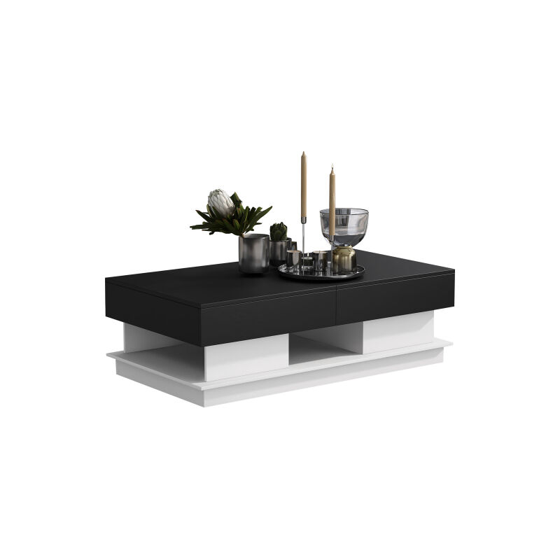 Table Basse d'appoint Noir Moderne avec Tiroir
