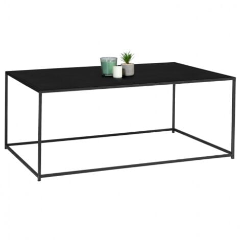 Table basse DAVIS 113 cm en métal noir mat design industriel - Noir