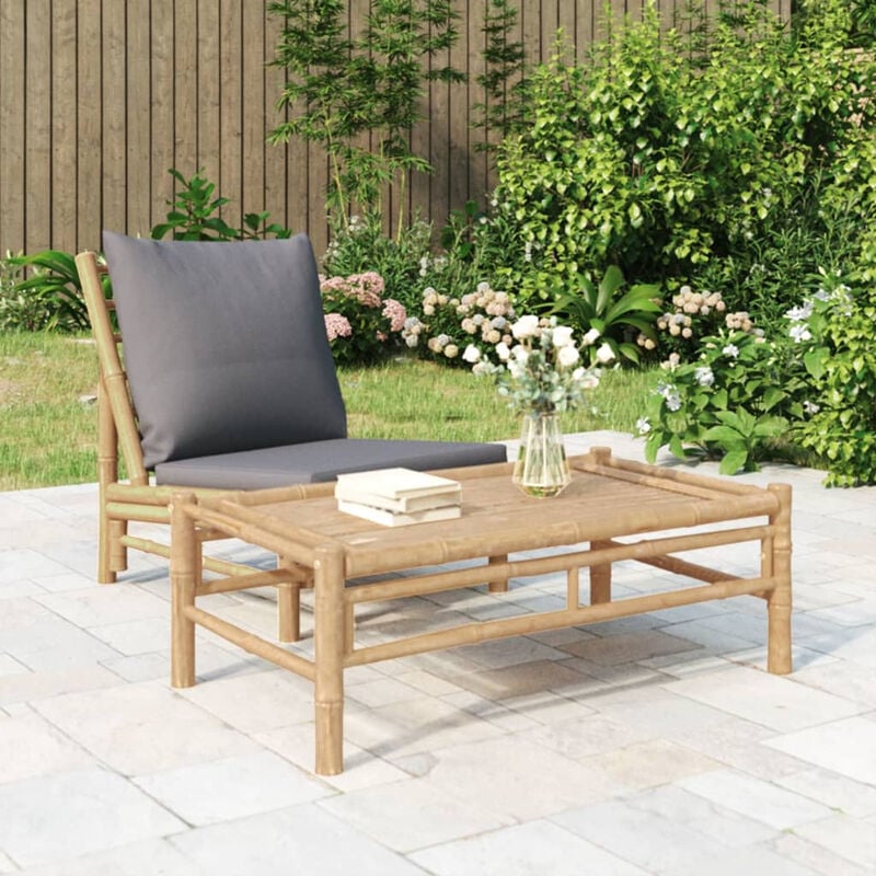 Table basse de jardin,100x55x33 cm,bambou,avec une finition naturelle