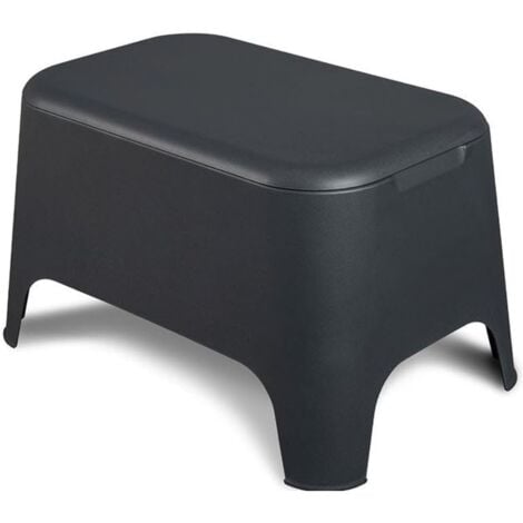 Table basse de jardin 59x 39x 36cm Anthracite Avec couvercle Extérieur / Intérieur TOOMAX