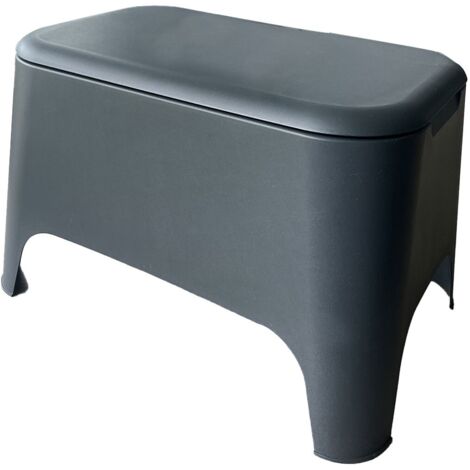 Table basse de jardin 59x39x36cm en résine inaltérable – Couleur anthracite – Couvercle amovible pour rangement intérieur/extérieur – Toomax