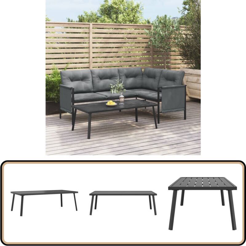 Table basse de jardin anthracite 110x55x35 cm acier - Table Basse Jardin - Salon De Jardin - Mobilier De Jardin - Table Extérieure - Table En Acier