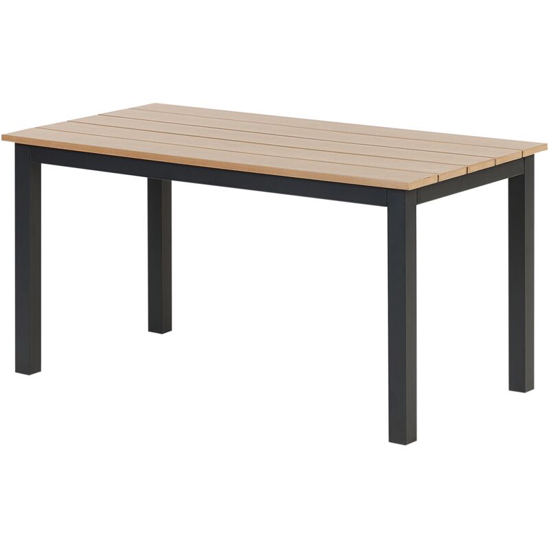 Table Basse de Jardin Bois Plastique 96 x 52 cm Extérieur Cadre Noir Bois Clair Messina