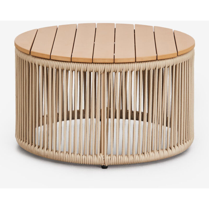 Table basse de jardin ronde en fer et corde tressée Calipso Sklum 60 cm