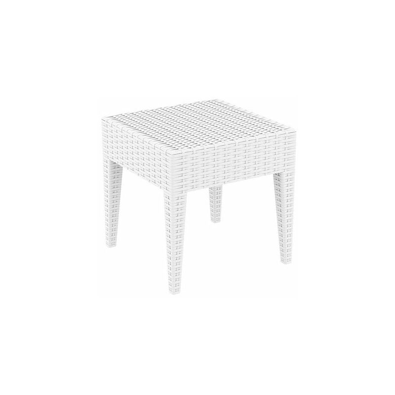 Décoshop26 - Table basse de jardin carré étanche en plastique blanc 45x45x45 cm MDJ10028