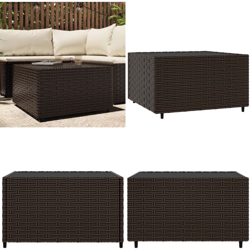 Table basse de jardin carré marron 50x50x30 cm résine tressée - Table Basse Jardin - Mobilier De Jardin - Table Extérieure - Table Ronde - Table