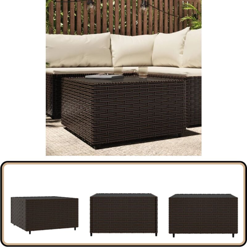Table basse de jardin carré marron 50x50x30 cm résine tressée - Table Basse Jardin - Mobilier De Jardin - Table Extérieure - Table Ronde - Table
