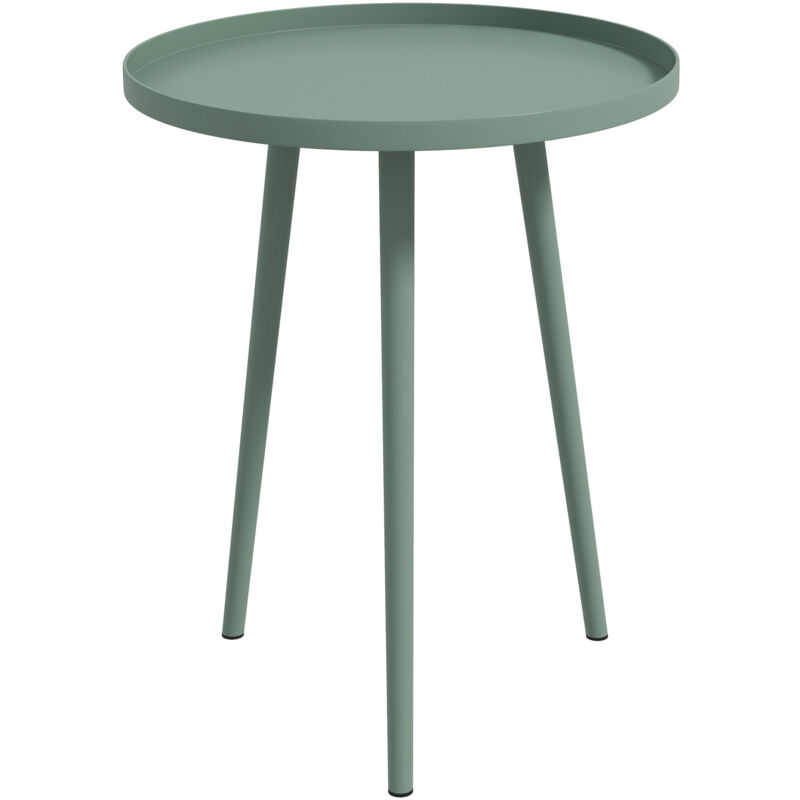 Table basse de jardin d'appoint design scandinave ø 40 x 50H cm acier époxy vert - Vert