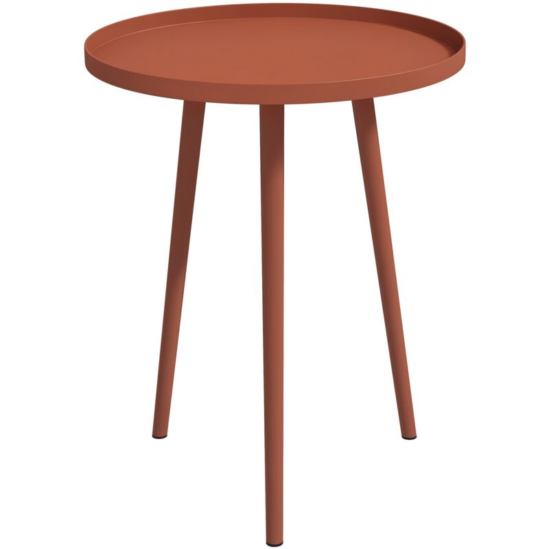Outsunny - Table basse de jardin d'appoint design scandinave ø 40 x 50H cm acier époxy rouge