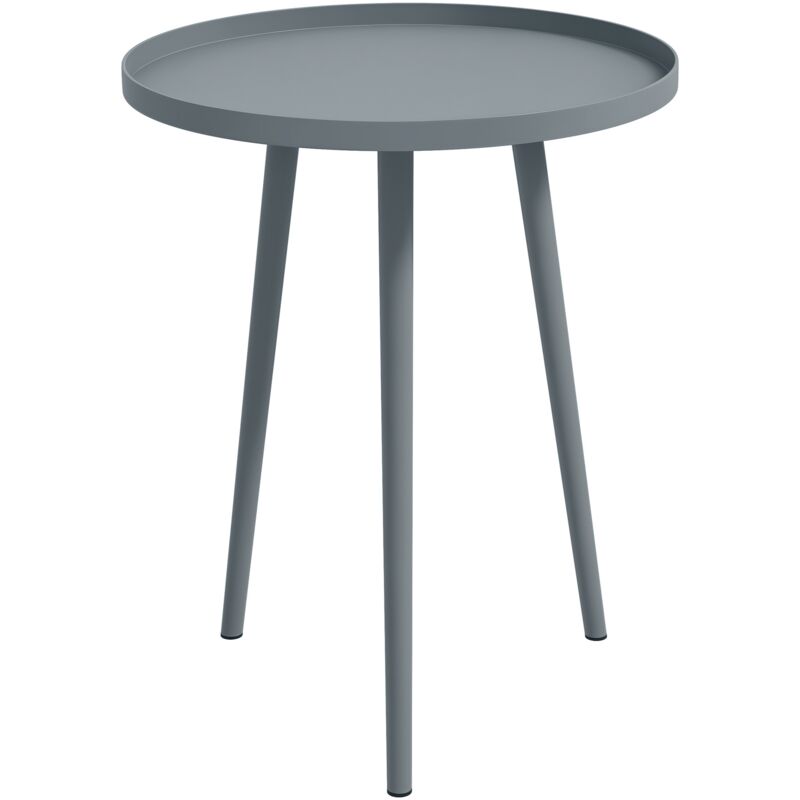 Outsunny - Table basse de jardin d'appoint design scandinave ø 40 x 50H cm acier époxy gris