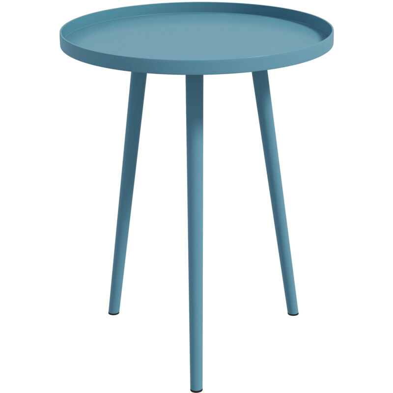 Outsunny - Table basse de jardin d'appoint design scandinave ø 40 x 50H cm acier époxy bleu