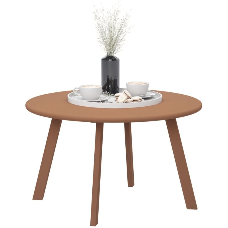 Outsunny - Table basse de jardin d'appoint style nordique ø 70 x 42H cm métal époxy coloris rouille