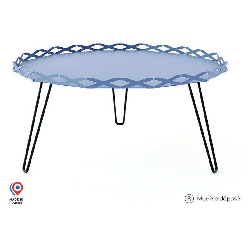 Sans Marque - Table basse de jardin en Acier - Aura - bleu