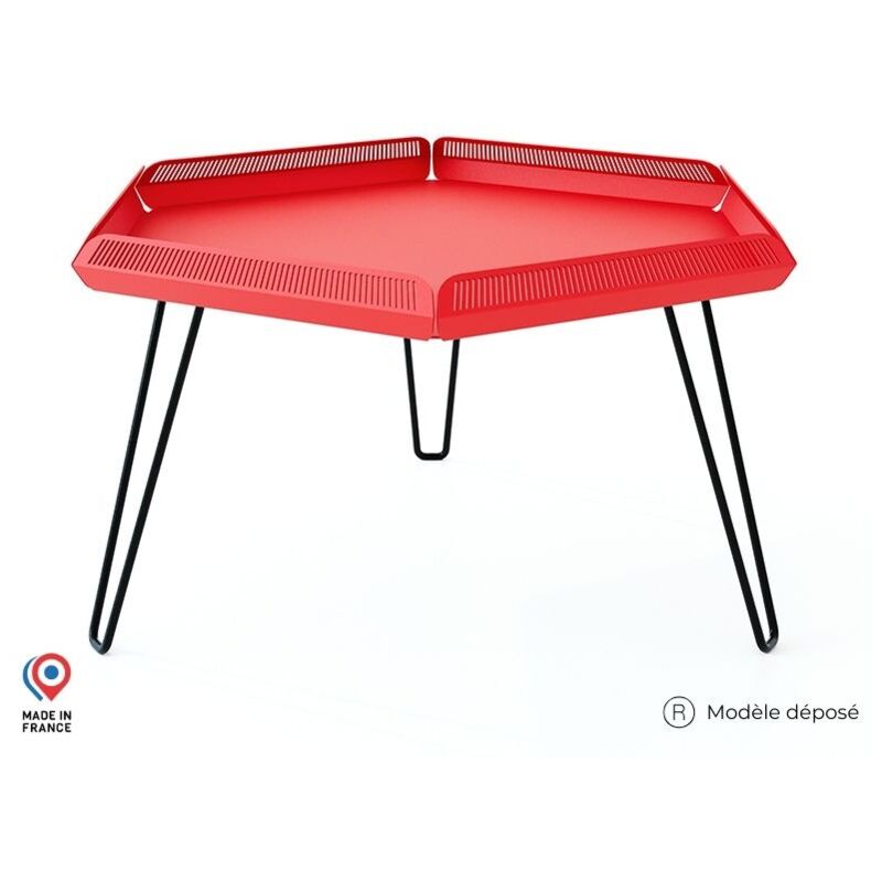 Table basse de jardin en Acier - Céleste - rouge