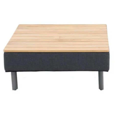 Table basse de jardin en aluminium gris et teck - Jardideco