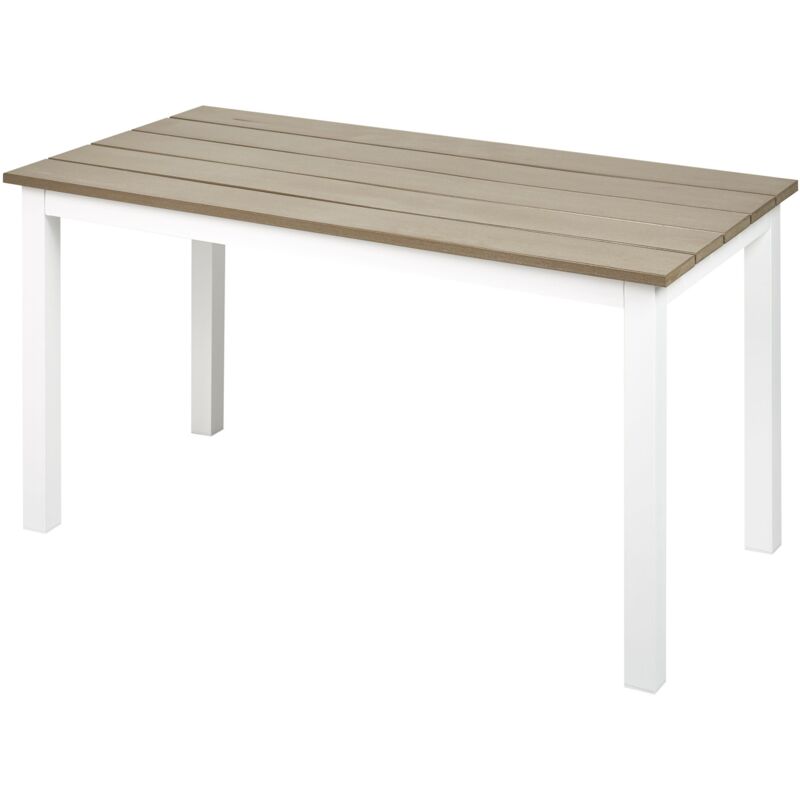 Table Basse de Jardin en Bois Plastique 96 x 52 cm et Cadre Blanc Meubles d'Extérieur Messina