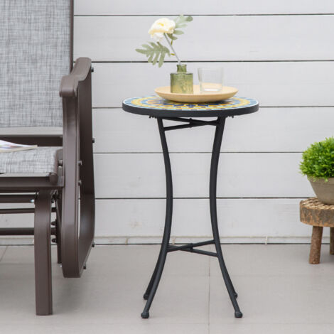 Table basse de jardin en métal avec plateau mosaïque, Ф35.5x53.5 cm