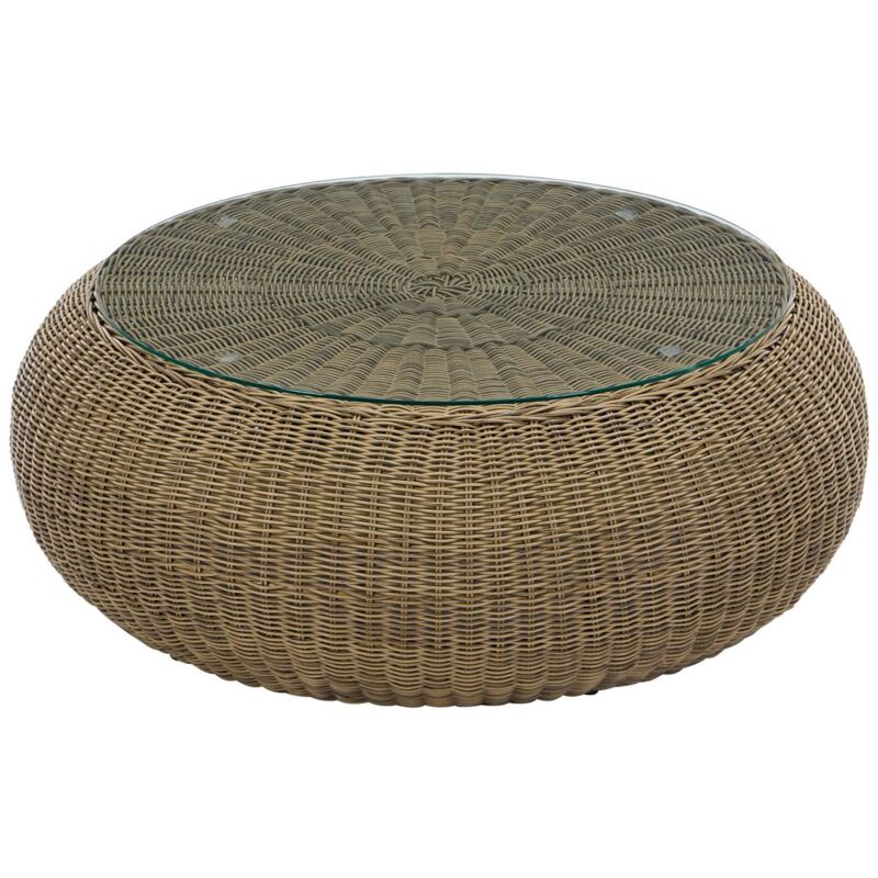 Vente-unique - Table basse de jardin en résine tressée naturel foncé - whiteheaven de mylia