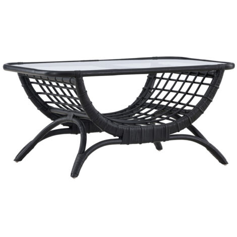 Table Basse de Jardin en Rotin "Moana" 95cm Noir