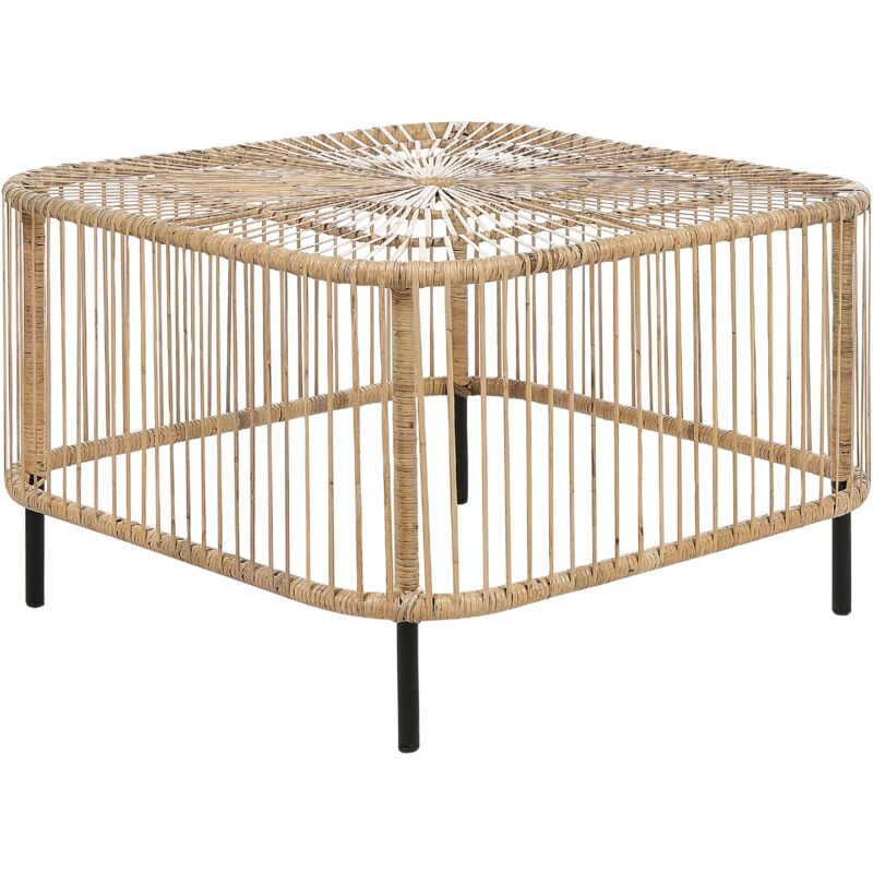 Beliani - Table Basse de Jardin en Rotin Ton Naturel de Style Bohème pour Extérieur Cesenatico